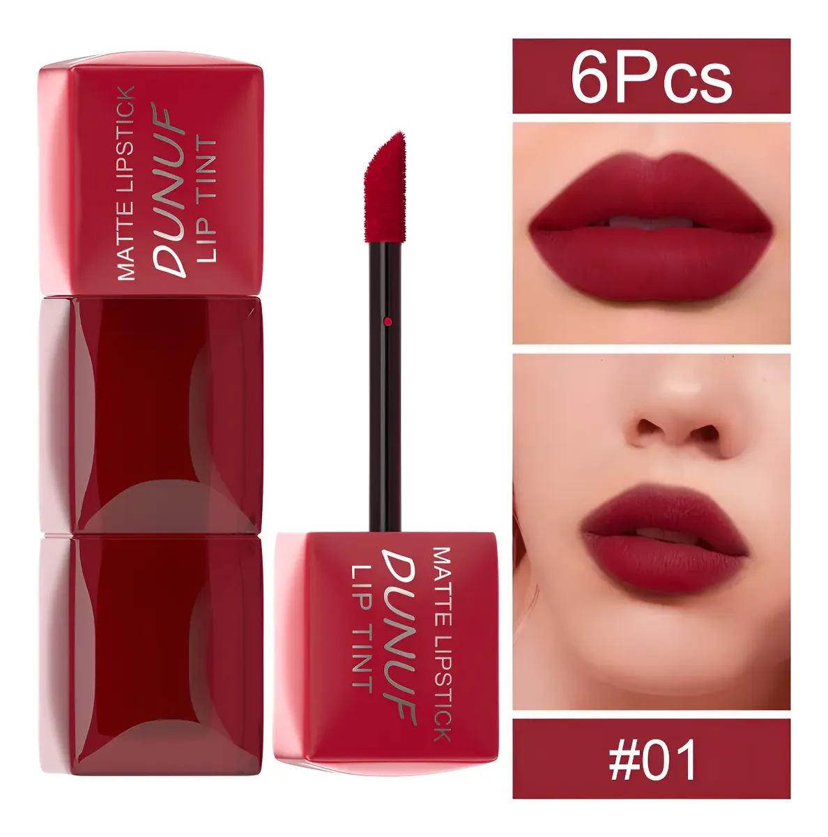 Dunuf 6pcs Matte Lip Gloss, Easy to Apply