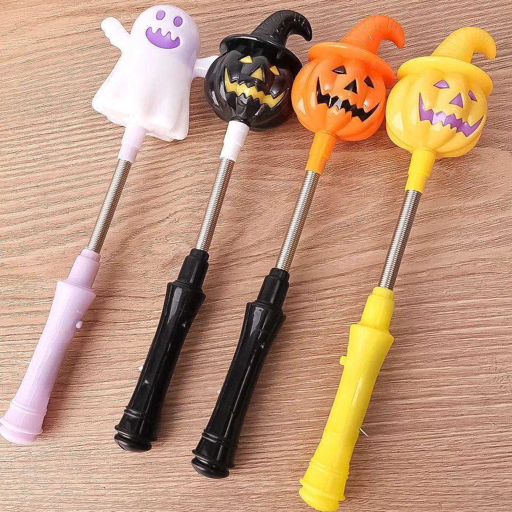 Luminous Spring Glitter Stick LED Pumpkin Ghost Hand Lantern Halloween Pumpkin Lantern  Boys Girls