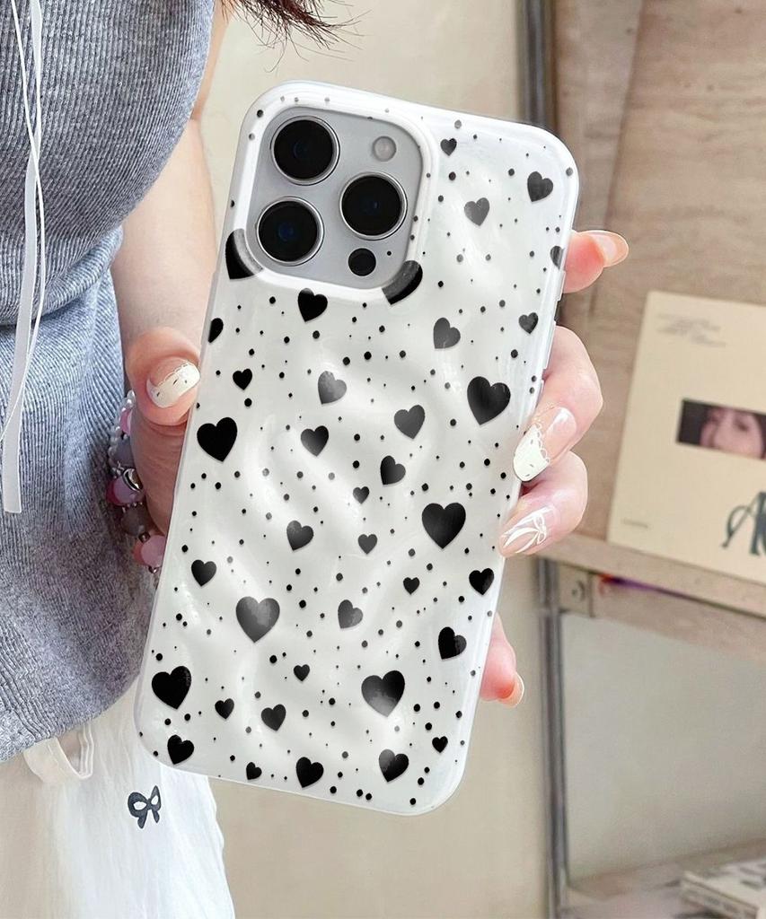 Polka Dot Heart Case For IPhone 17 Air 16 15 14 13 12 11 Pro Max Cover Case For IPhone 16 15 14 Plus Case Funda Coque