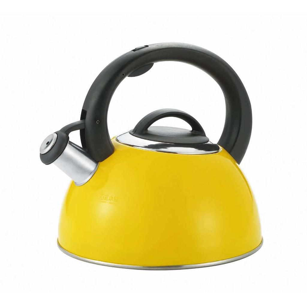 Bestco Whistling Stainless Induction Amarelo Kettle, 2.5L, Steel, Compatible, Yellow, NQ-0021,