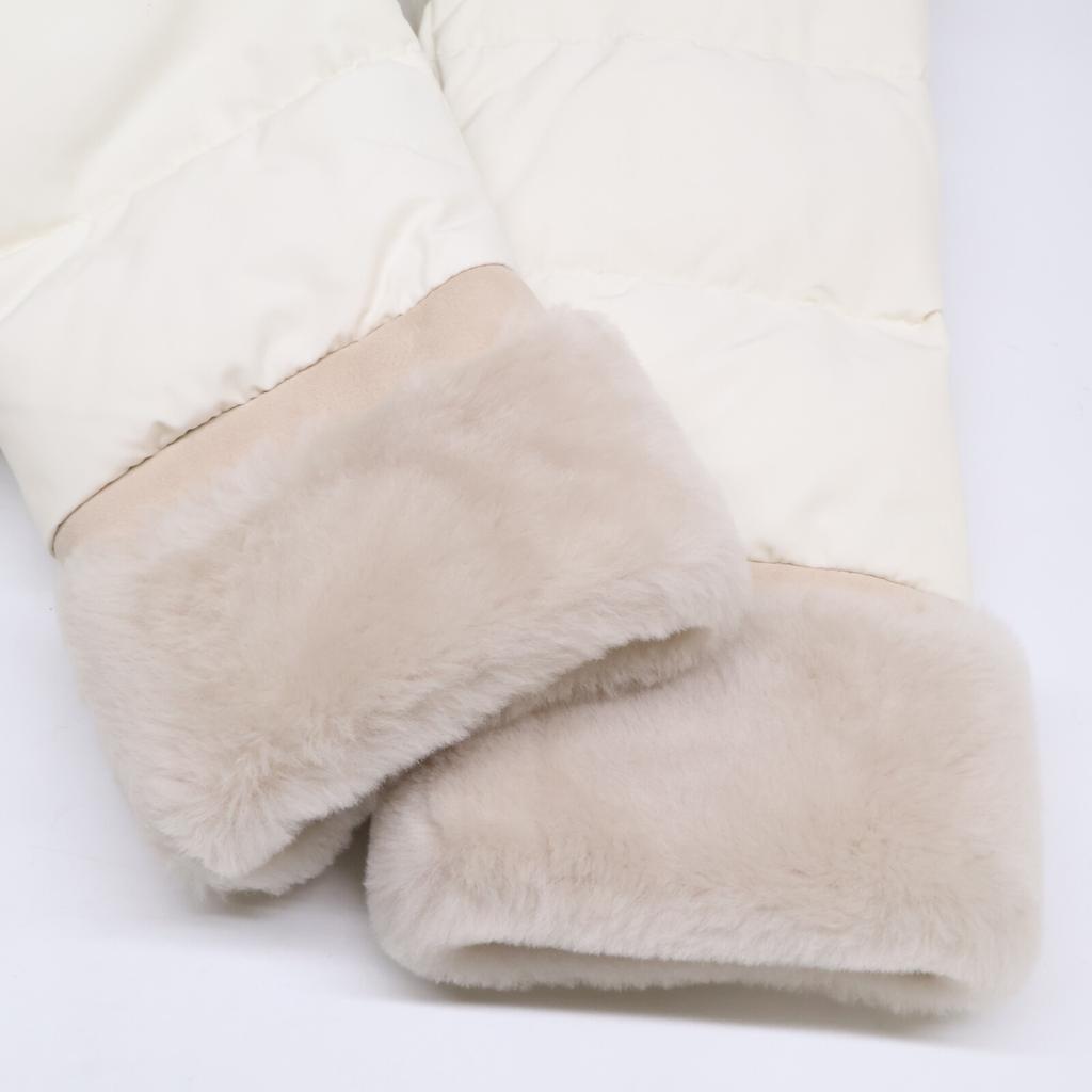 1piu1uguale3 xEMMETI MRB536 MOUNTON SHORT WRAPHOODED COAT Mouton switch down coat IV whiteUsed