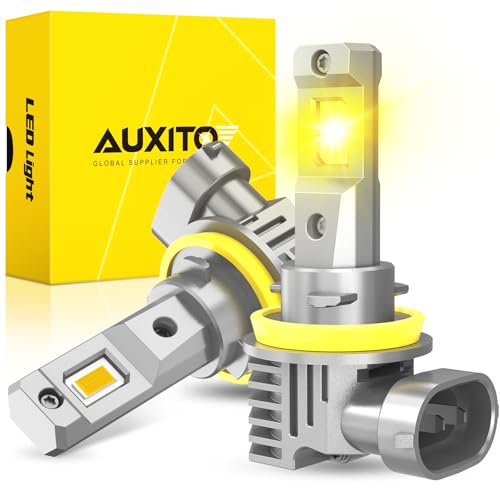 

AUXITO H8/H9/H11/H16 Светодиодные фары, Желтые, H11 Светодиодные противотуманные фары, Желтые 3000K, Оснащены чипами высокой яркости, В 4 раза ярче, Суперяркие