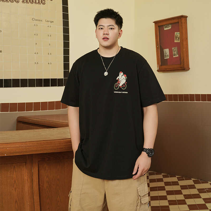 

Большой размер Мягкий спортивный повседневный Сто эластичный Морщинистый Свободный Мужская мода Футболка с коротким рукавом Удобная футболка 8XL (270-150 kg) чёрный