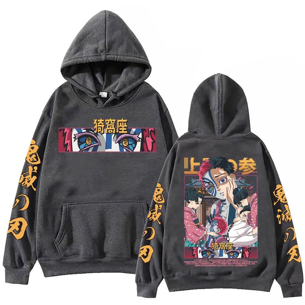 Demon Slayer Akaza Hoodie Harajuku Hip Hop Pullover Toppar Sweatshirt Anime Gåva