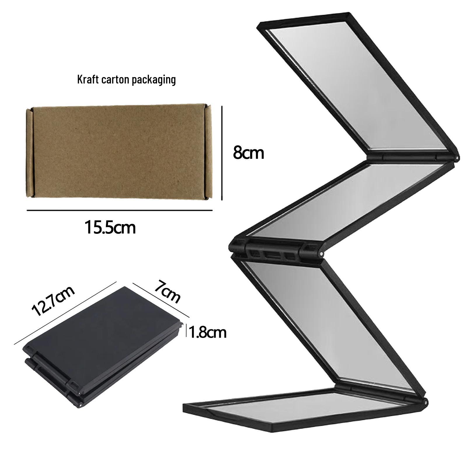 

Дзеркало для стрижки та макіяжу, що складається на 360° - Портативне, Багатостороннє, Дзеркало заднього виду, Для носіння з собою чорний