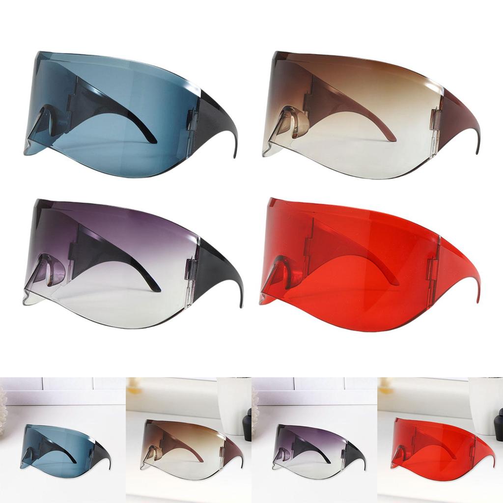 Sun Glasses Frameless Fashion Cyberpunk Y2K Windproof Lightweight Futuristic Sunglasses Eyewear for Men Women Adults Cycling