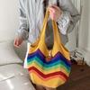 Breathable Crochet Shoulder Bag Large Capacity Seaside Vacation Handbag Knitted Tote Bag  Female