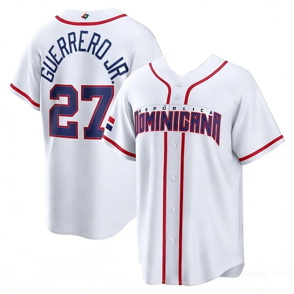 Maglia da Baseball della Nazionale Dominicana Traspirante Asciugatura Rapida Stampa Digitale Trendy Stile Streetwear Maglia Casual per i Tifosi