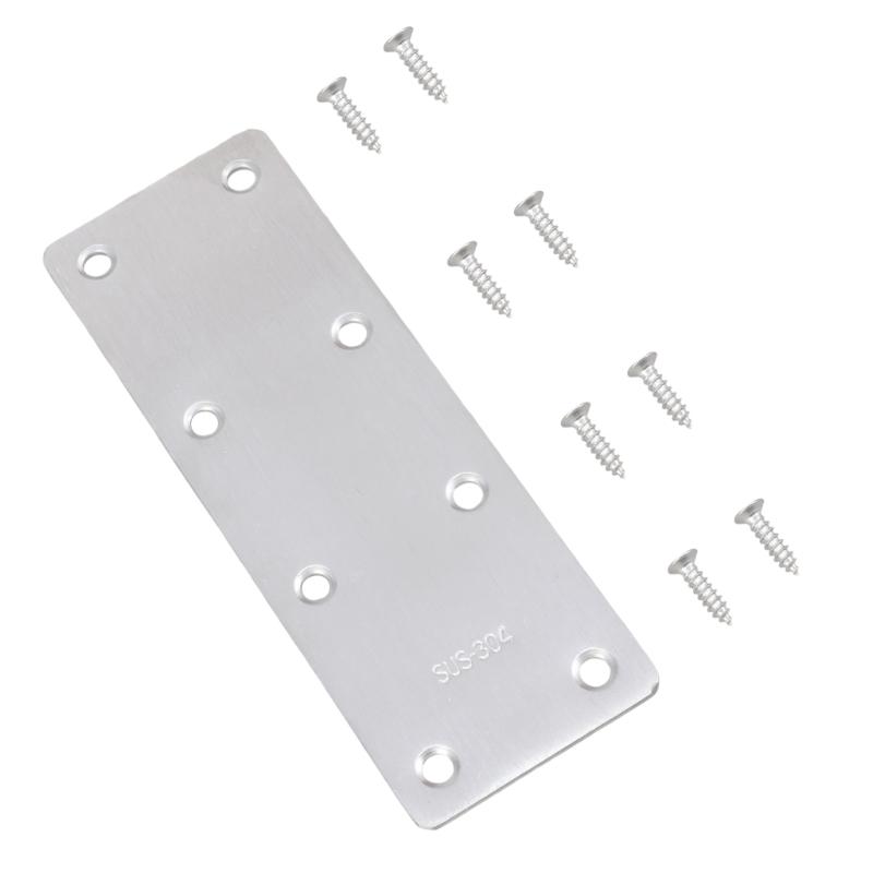 4Pcs Stainless Steel Metal Straight Brackets With Screws Repairing Mending Plate for Wood Furniture Easy To Install