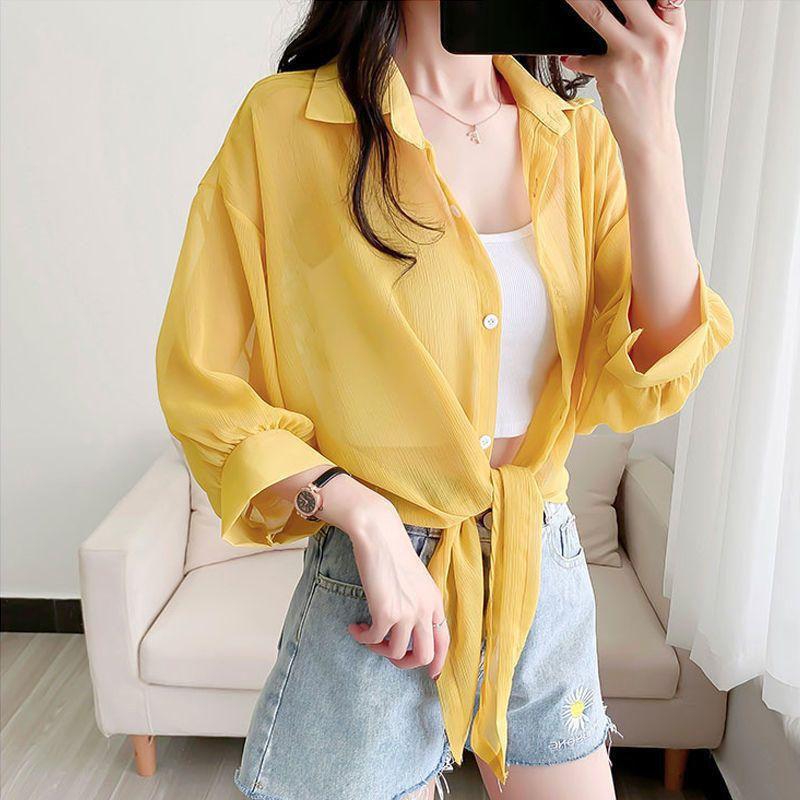 Spring Summer Women's Short Shawl Jacket Of The Season Versatile Chiffon Sunscreen Outerwear Thin Open Cardigan