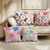 Colorful Flowers Cushion Cover Soft Short Plush Pillow Cover Smooth Cozy Texture Aesthetic Cushion Case Home Decor