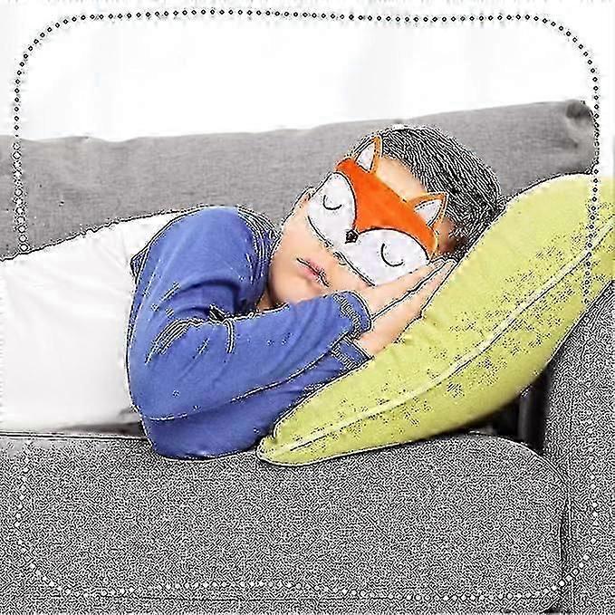 Cute Eye Mask 3Pcs Cartoon Face Eye Cover Funny Animal Sleeping Mask Soft Lightweight Blindfolds Yellow&Orange/fox bear chick 19*10 cm/7.48*3.94 inch
