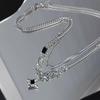 Double Layer Lucky Star Necklace For Men Hip Hop Jewelry Urban Streetwear Style Unisex Couple Chain Alloy Design