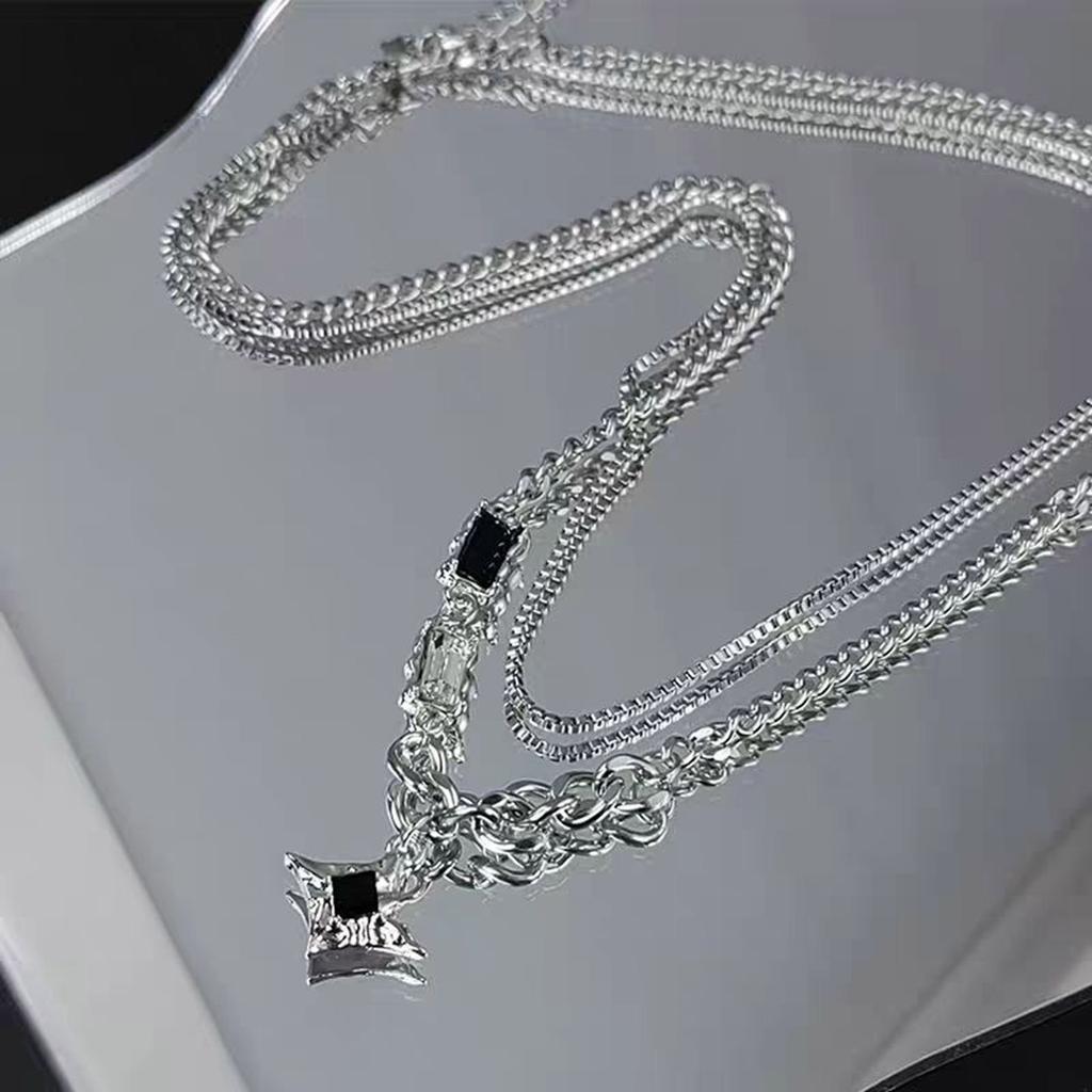 Double Layer Lucky Star Necklace For Men Hip Hop Jewelry Urban Streetwear Style Unisex Couple Chain Alloy Design