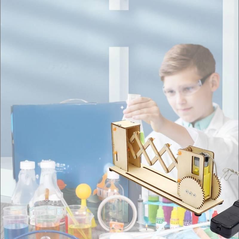 Großes Holz-DIY-Modell eines elektrisch einziehbaren Tors für Kinder, Wissenschaftsexperiment-Materialbausatz