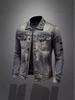 Men's Trendy Punk Street Style Denim Jacket - European & American Spring/Autumn Casual Motorcycle Top