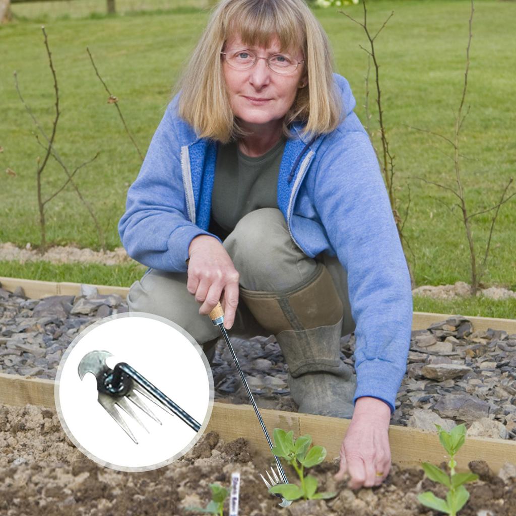 Unkraut-Artefakt-Entwurzelungs-Unkraut-Werkzeug, hochwertiger geschmiedeter Abzieher aus Manganstahl mit 4 Zähnen, hochfestes Handentferner-Werkzeug für den Garten