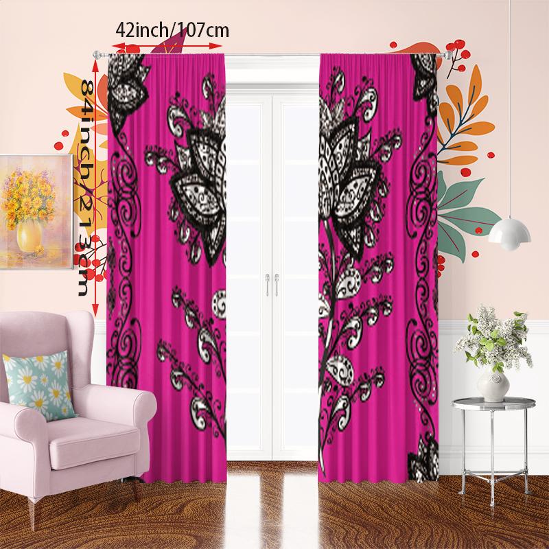 Set Of 2 Red Mandala Hd Printed Curtain Polyester Material Suitable Bedroom Living Room Study Perfect For