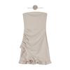 One-word shoulder tube top dress women's summer temperament flower pure desire waist ruffle edge skirt sexy hip wrap short skirt
