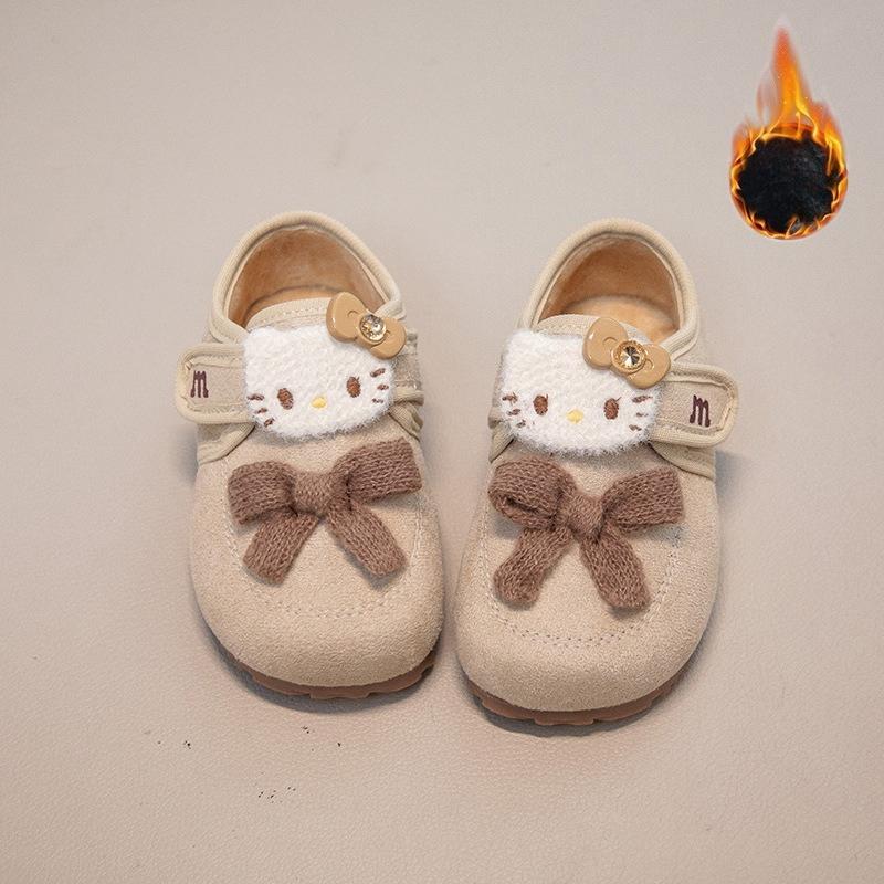 

Girls Warm Plush Shoes, Children s Soft-soled Cotton Shoes, Baby Bean-shaped Shoes 22 бежевый
