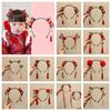 Braid Hair Children Wig Headband Tassel Red Bow Hairband Simple Chinese New Year Headwear  Girls