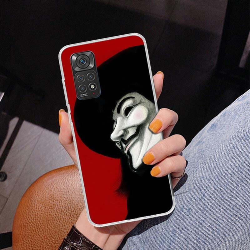 Anonymous V Mask Phone Case For Xiaomi Redmi Note 15 14 13 12S 12 11 Pro Plus 14S 11S 11E 10 10S 11T 5G Personalized Cover Redmi