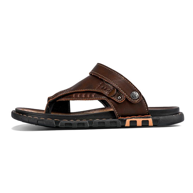 Fashion Hot Sale Men'S Sandals Genuine Leather Men Summer Shoes Leisure Slippers Flip-Flops Men Comfortable Footwear Soft Sandal Size 47