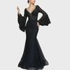 Elegant Black Fishtail Lace Evening Dress - 2025 Summer Collection