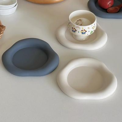 Nordische Unregelmäßige Silikonuntersetzer Weißer Platzset Tischmatte Glas Tassenuntersetzer Isolierende Matte Heimdekoration Küchenzubehör