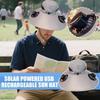 Solar Powered Cooling Fan Hat  with USB Charging Wide Brim Sun Hat Breathable for Men Hiking Fishing Outdoor