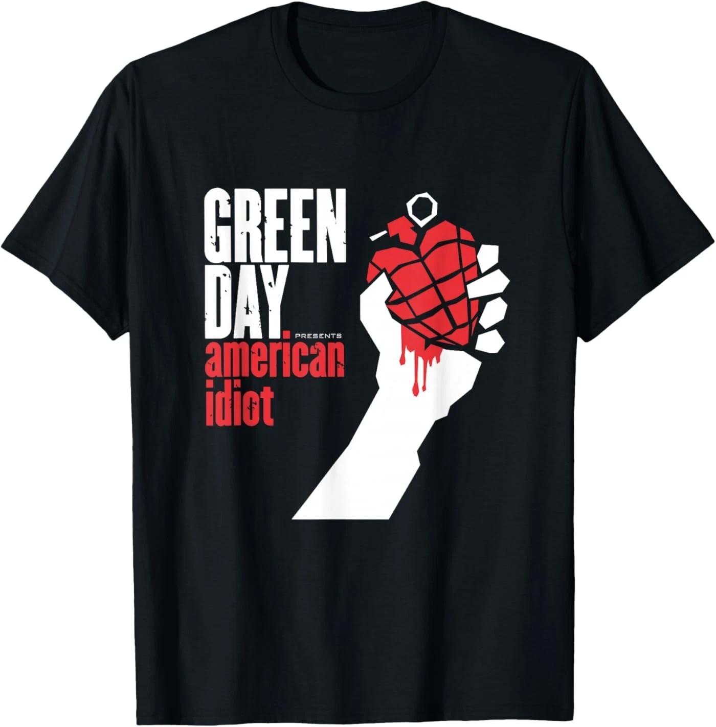 Green Day American Idiot 100% Cotton T-shirt Mens Tees Top 4XL