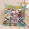 Classic Game CCuphead Cute Cushion Cover Silky Short Plush Invisible Zipper Dustproof Sofa Pillow Case For Home Decor