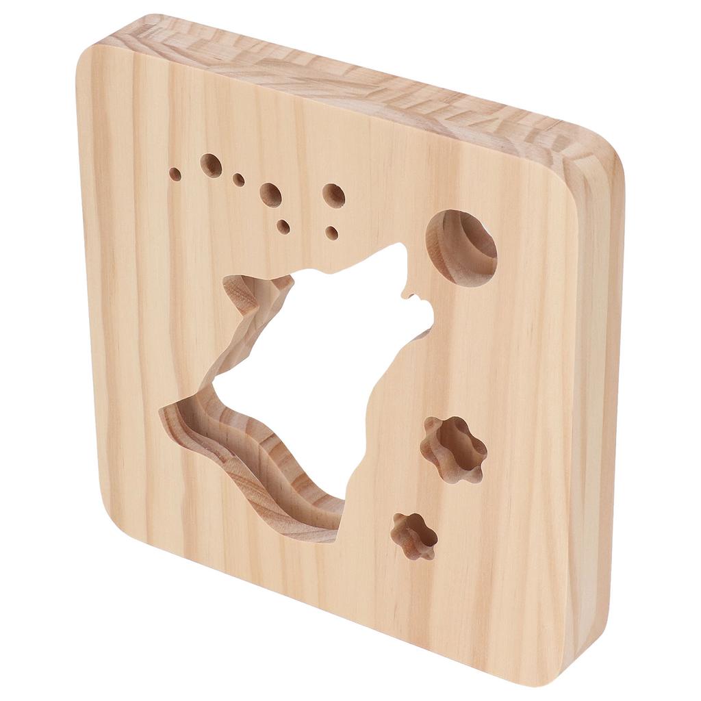 Wooden 3D LED Light Hollow Wolf Shaped Pattern Warm White Pine Wood USB Power Supply Decorative Nigh