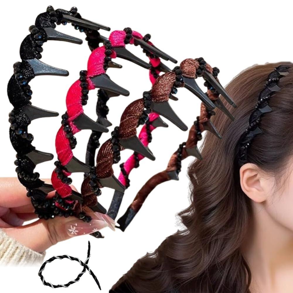 Vintage High Cranium Artificial Pearl Hairband, Elegant Rhinestone Headbands, Vintage Wedding HeadBands for Women,  3 Pack