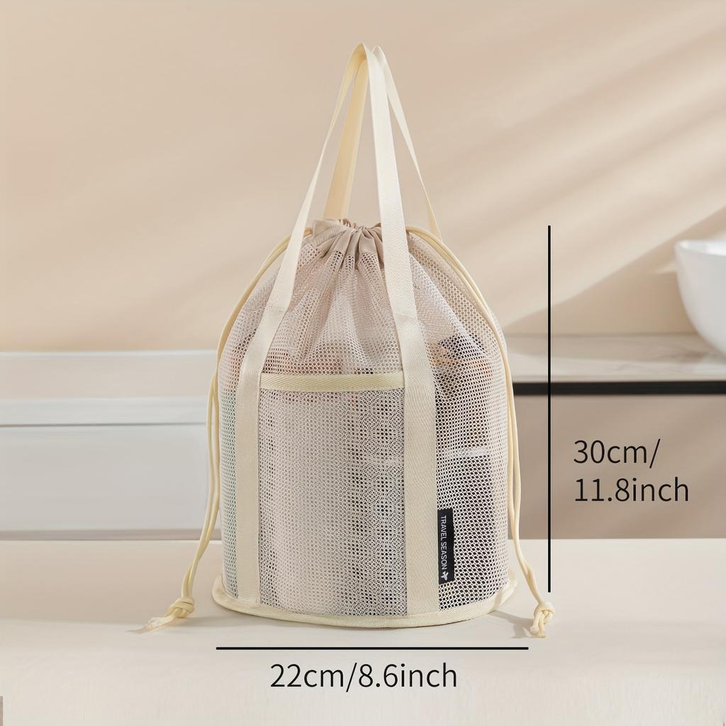Large-capacity Drawstring Mesh Beach Bag Storage Pouch, Can Be Worn As A Shoulder Bag or Carried By Hand