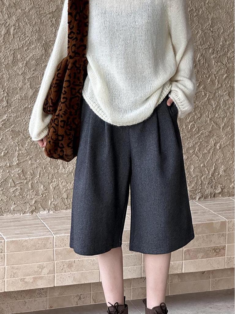 Juzhi 2024 Automne Coréen Laine Coupe Slim Décontracté Shorts 9101