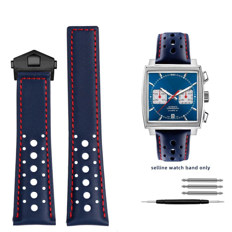 

For TAG Heuer Monaco Watchband CAW211M 211P CAW211R 211T breathable 22mm Genuine Leather band Men s Folding buckle wrist strap 22mm