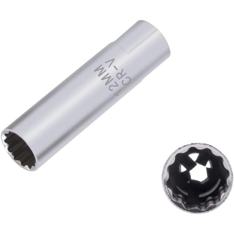 12-Point Car Spark Plug Socket, Thin-Walled Spark Plug Socket, Spark Plug Nut, 3/8 Inch Spark Plug Socket, Removal Tool, Magnetic, Shrapnel 16/14/12mm