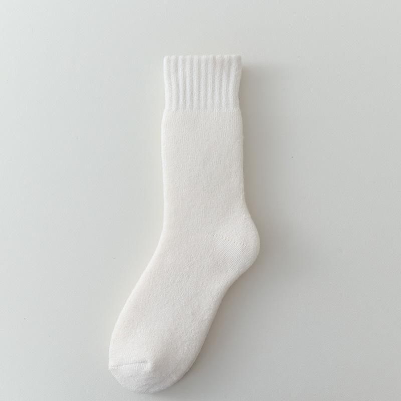 

24 Autumn And Winter Fleece Socks For Women, Solid Color Thickened Warm And Cold Tube Socks, Snow Socks, Fleece Stockings, Stacking Socks For Women One size fits all белый