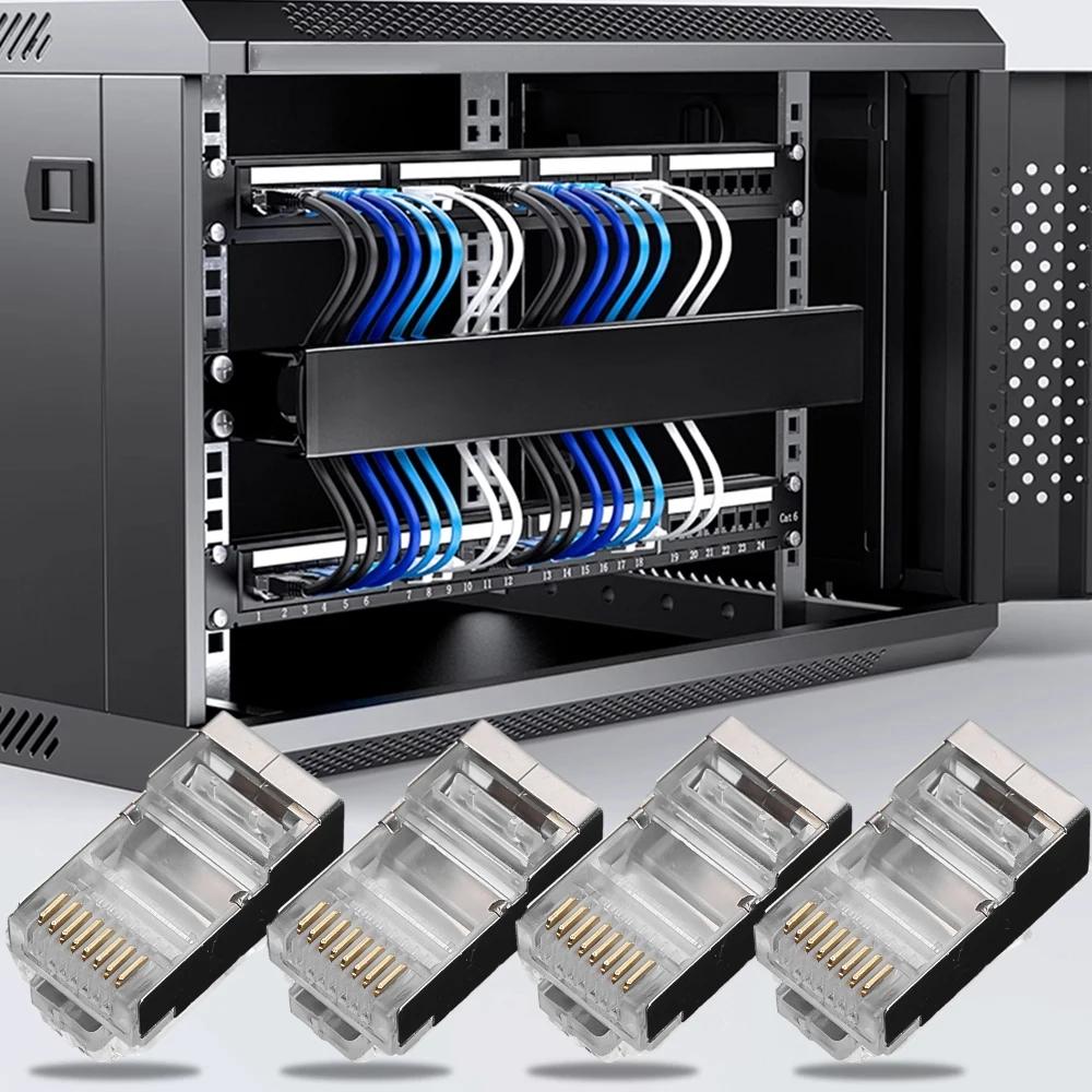 50/100 Stück Cat6 Cat5e RJ45 Geschirmter Stecker Modulare Stecker Kabel Netzwerkstecker Vergoldete Ethernet PC Hardware Kabeladapter