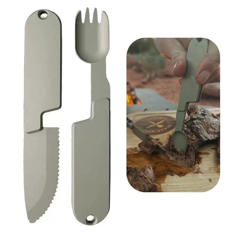 

Набор походной посуды, Набор посуды Kopak, Набор походной посуды 2 в 1, Съемная карманная вилка и ложка для дикой природы бежевый