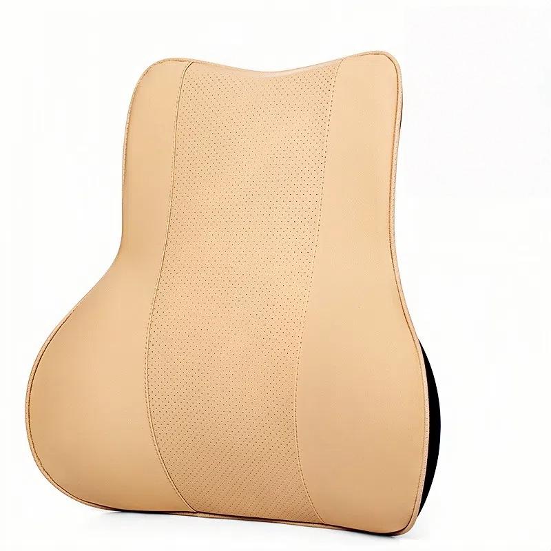 Leather Car Headrest Neck Protector Pillow Bolster Car Pillow Car Pillow Car Interior Supplies Memory Foam Lumbar Pillow