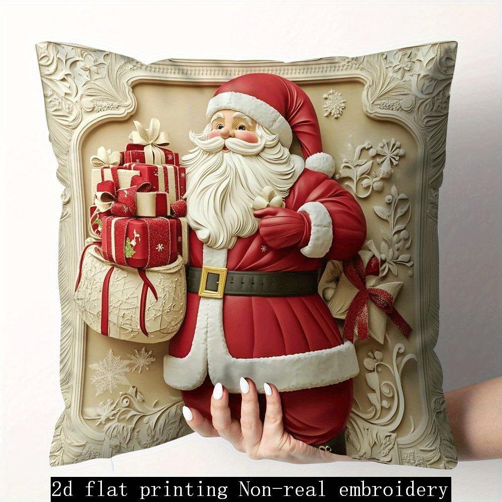 Christmas Pillowcase: Reindeer, Snowman, Santa Claus and Christmas Tree Pattern New Year Home Decoration 2d Flat Printing