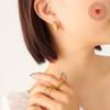 Gold-Plated Titanium Steel C-Shaped Earrings with Imitation Pearl and Zircon Inlays