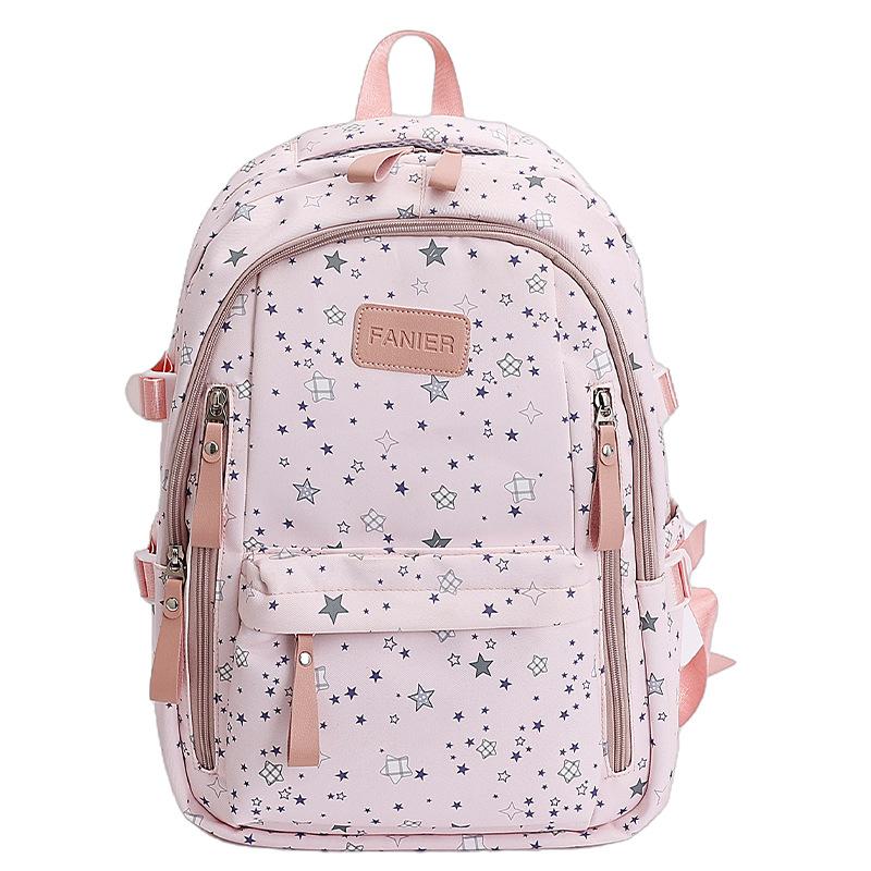 Schoolbag, Japanese-style backpack, niche, high-look, fresh and sweet, star backpack, double shoulder bag for middle and high school students