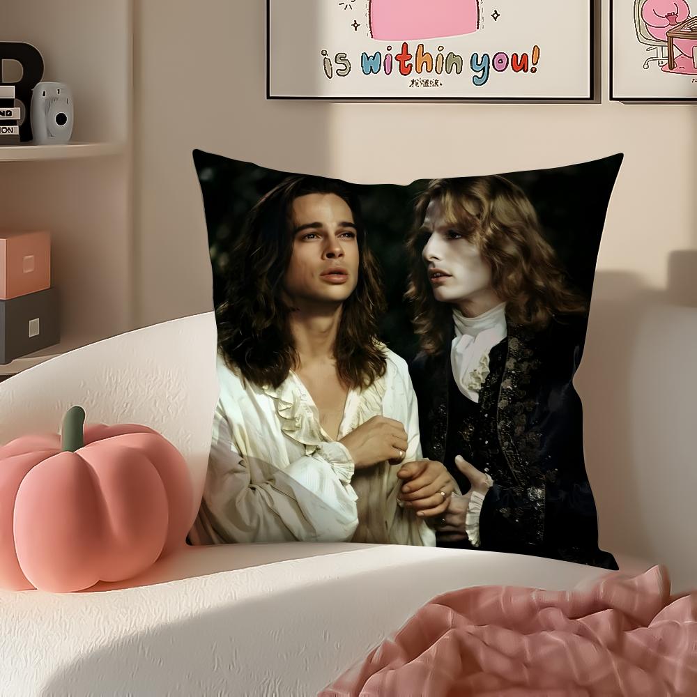 Romantic Tragic Film IInterview with the Vampire Cushion Cover Pillowcase Short Plush Invisible Zipper Room Sofa Cushion Cover