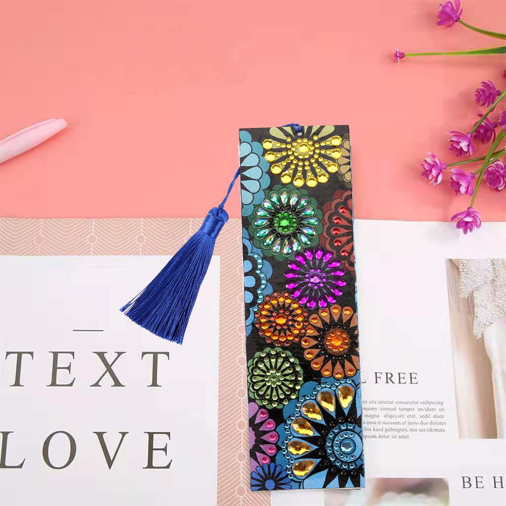 Custom Mandala Mosaic PU Leather DIY Diamond Painting Bookmark R-M038-059/AA129-153