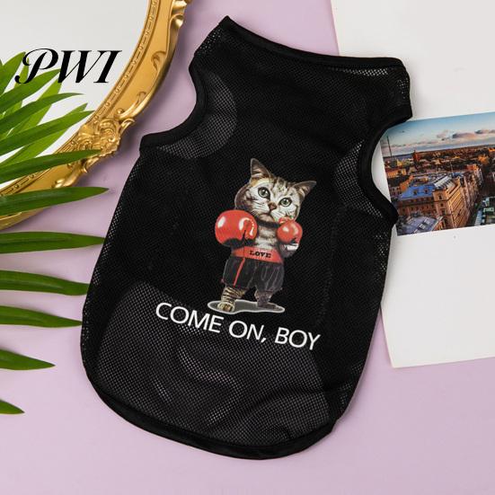Pet Apparel Vest Cartoon Pattern Wear Resistant Polyester Dog Ultra-Thin Sleeveless Sunscreen Print Supplies Outfit
