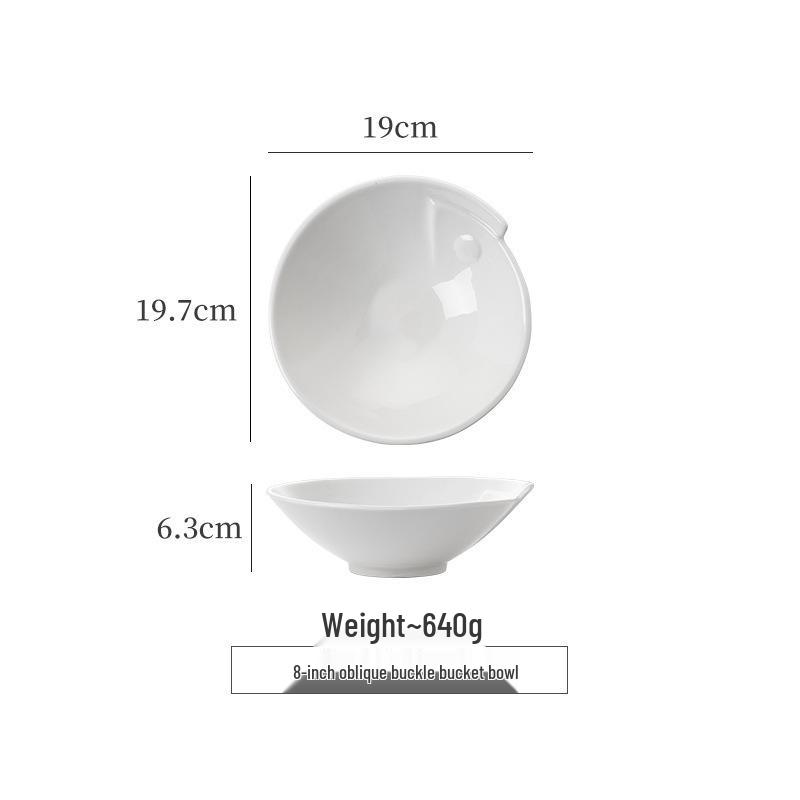 קערת עצם סין עמוקה לבנה אלגנטית: קערת מרק/אטריות/פירות ים למלון ומסעדה - עיצוב לא סדיר ויצירתי