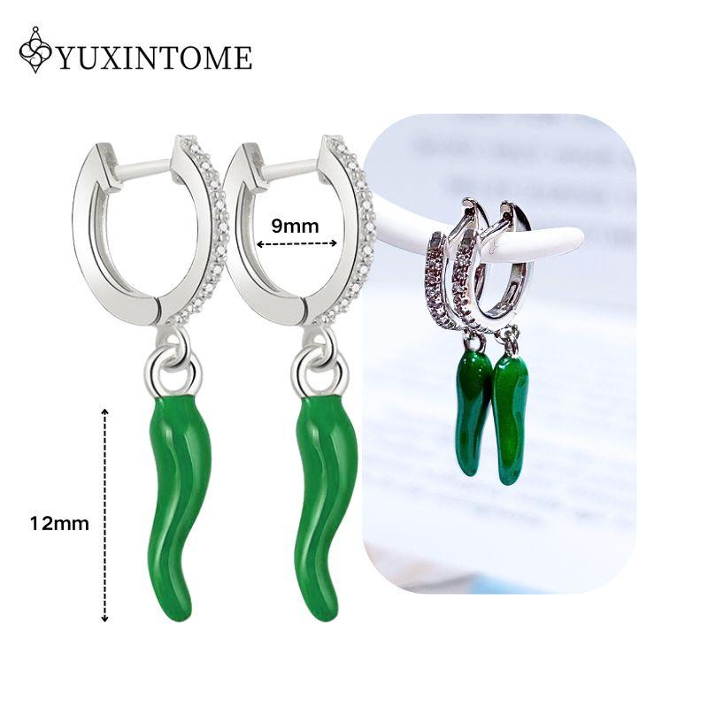 Turquoise 925 Silver Ear Needle Green Zircon vintage emerald Heart/Flower Pendant Hoop Earrings Fashion party Jewelry